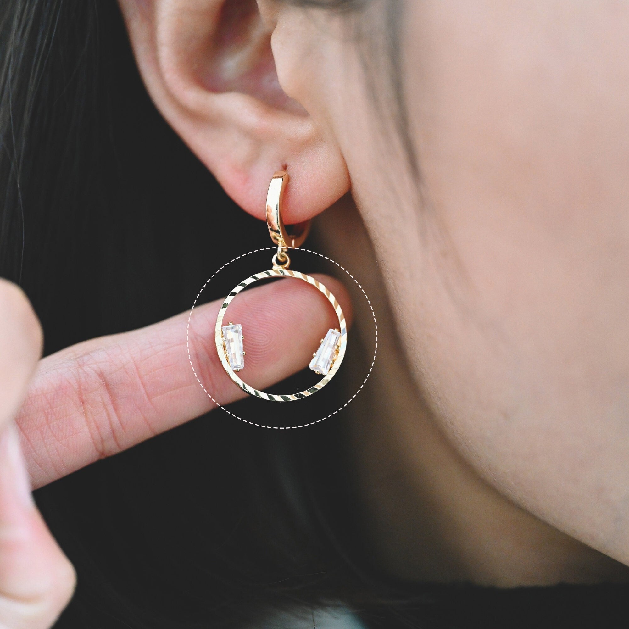 10pcs Gold Round Circle Charms 24x21mm, CZ pave Ring Pendants, Lead Nickel Free (GB-410)